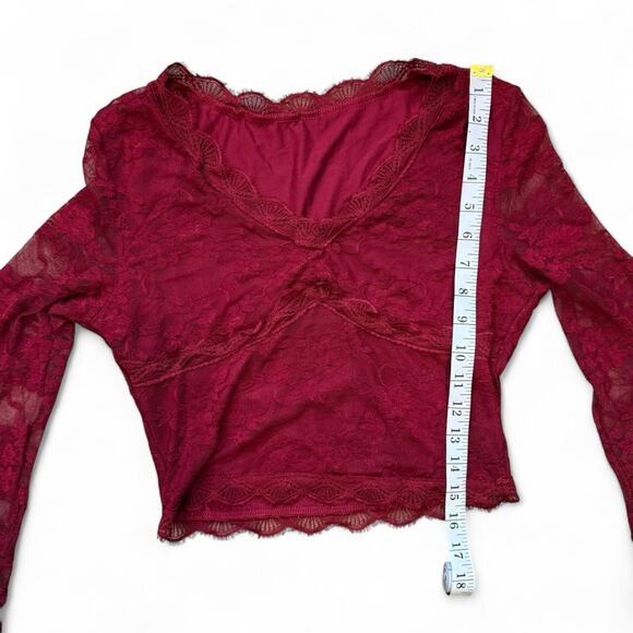 Y2k whimsigoth fairy maroon cropped long bell sleeve womens size xs - Picture 4 of 5